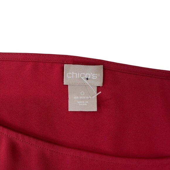 Chicos Womens 0 (4/6)Red Top Blouse Ruffle-Long Sleeve Classic Christmas Holiday - Picture 3 of 16